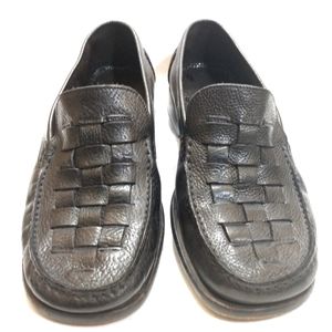 Cole Haan Resort Black Leather Woven Weave Loafers size 9M